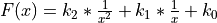 F(x) = k_2*\frac{1}{x^2} + k_1*\frac{1}{x} + k_0