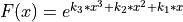 F(x) = e^{k_3*x^3 + k_2*x^2 + k_1*x}