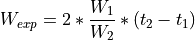 W_{exp} = 2*\frac{W_1}{W_2}*(t_2 - t_1)